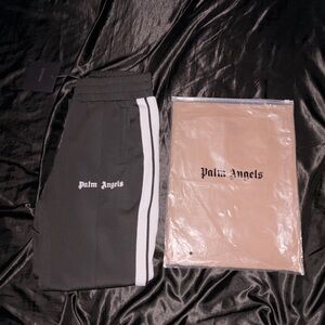 Palm Angels Gray Joggers with White Stripes